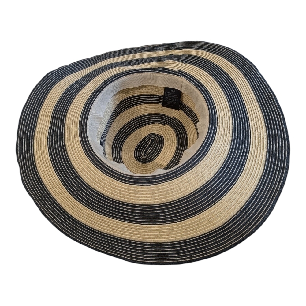 D&Y Black and Tan Striped Hat with Floral Detail - Picture 4 of 6